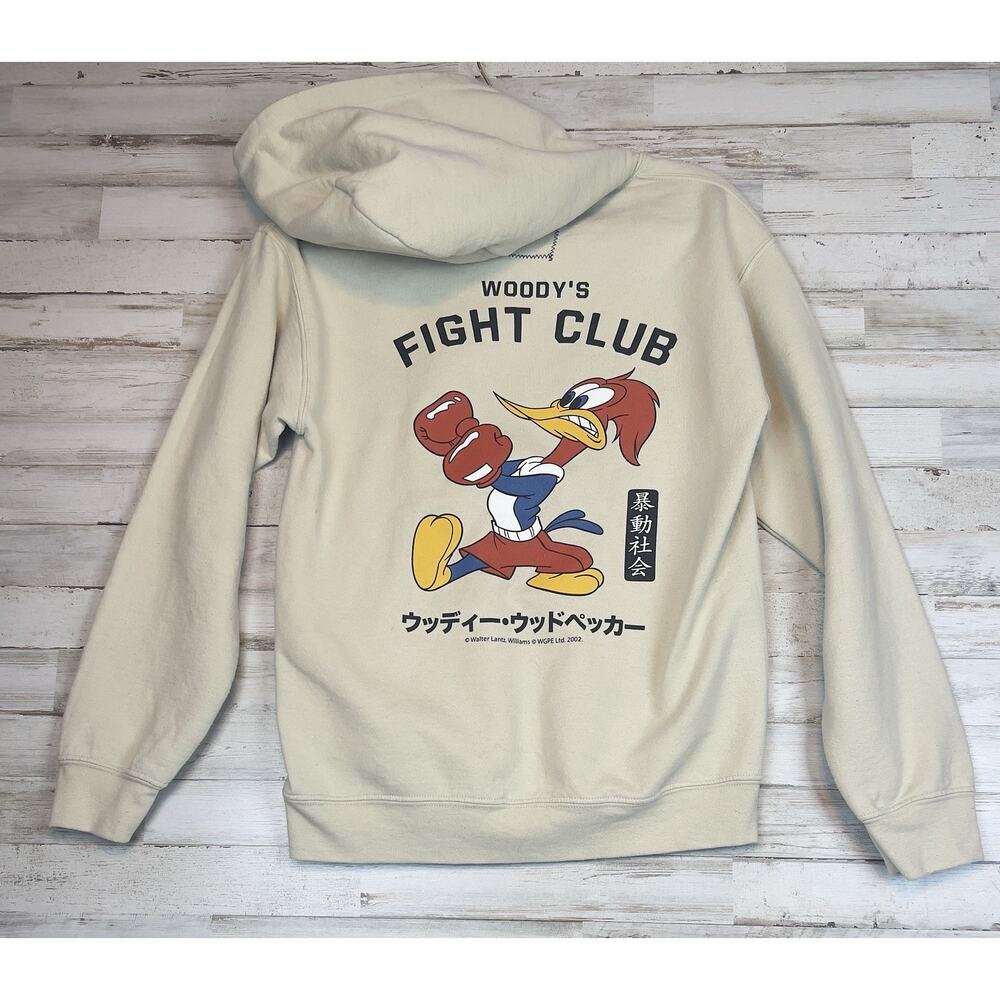 Riot Society Woody Woodpecker Mens S Hoodie Fight Club Boxing Graphic Pullover
